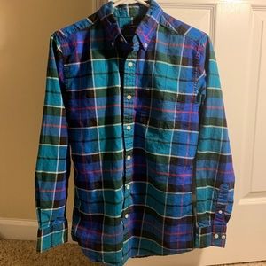 Plaid long sleeve casual button down